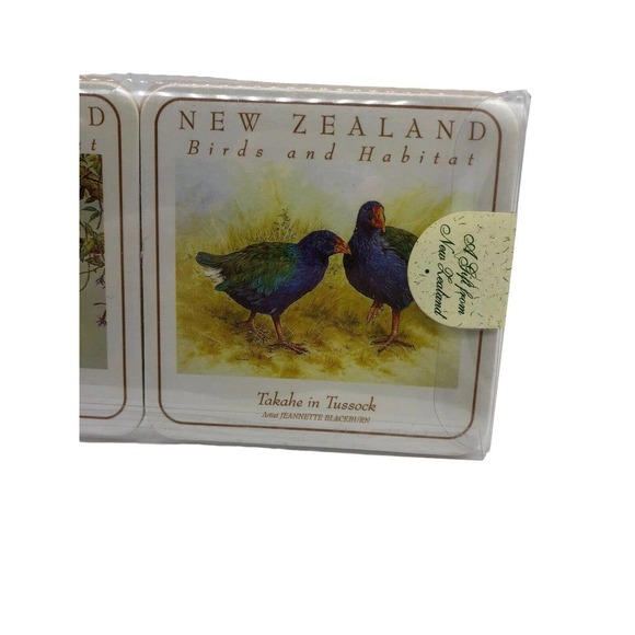 New Zealand Coasters Set NEW 6 Birds and Habitat Coasters Kiwi World - Picture 7 of 12